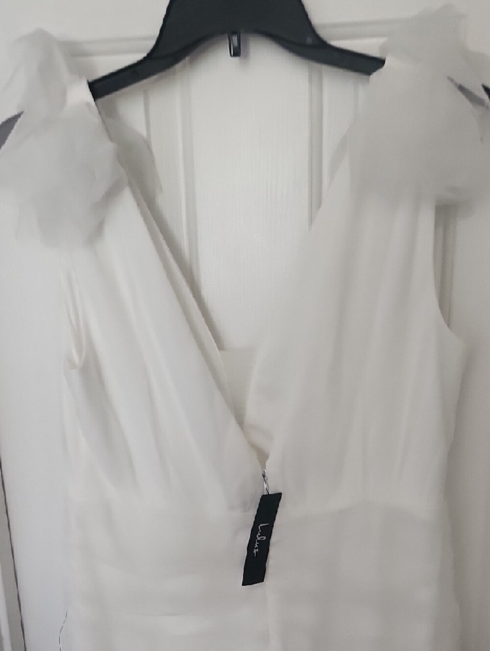 Lulu's White Tulle Ruched V‑Neck Mini Dress - Picture 5 of 7
